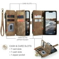 thumbnail image 3 of for iPhone 16 Pro Case Wallet for Women and Men, iPhone 16 Pro Case, PU Leather Magnetic Flip Strap Wristlet Zipper Card Holder Wallet Business Phone Cover for iPhone 16 Pro, Brown, 3 of 10