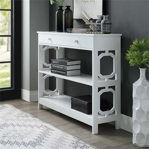 Pemberly Row Contemporary Storage Console Table in White Wood Finish