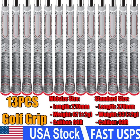 13 PCS Golf Grip Golf Club Grips Gray Rubber Anti-Slip Grip Standard 60R
