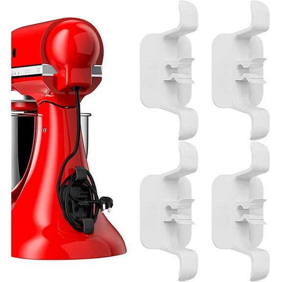 Cord Holder for Kitchen Appliances, 4Pcs Cord Holder Cords Wrap with Plug Holder, Shark Cord Organizer for Small Home Appliances, Kitchen Blenders, Coffee Makers, Air Fryers (4Pcs, White)