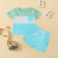 thumbnail image 2 of Baby Boy Outfit Toddler Kids Children's Summer Cotton Patchwork Printed Short Sleeved Casual 6 12 18 24Months 2T 3T Sleepwear Outfits Clothes T-shirt Tops Shorts 2PCS Set, 2 of 3
