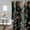 thumbnail image 2 of Creowell Extra Long Black Floral Shower Curtain Watercolor Wildflower Bathroom Shower Curtain, Waterproof Fabric Shower Curtain with Hooks White, 2 of 7