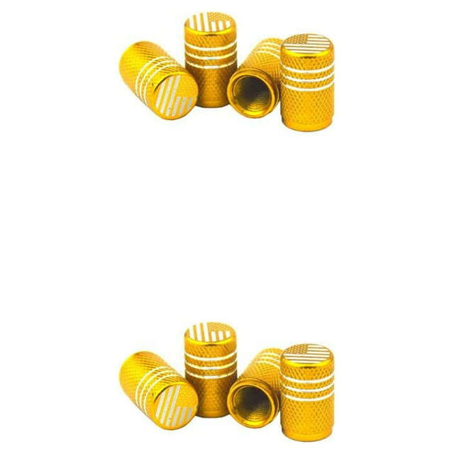 Thinsony 4 Pieces Car Tire Valve Stems Caps Flag Pattern Rim Sleeve Dustproof Cover Repair Parts for Bicycle Vehicle Motorcycle Gold 2Set