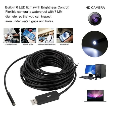 10m Waterproof 6 LED USB Endoscope Inspection Tube Camera 7.0mm Lens Mirror Electronic Digit al Borescope Camera