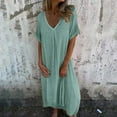 thumbnail image 7 of fatyb V Neck Casual Dress for Women Short Sleeve Long Tshirt Dress Lightweight Swimsuit Cover up Beachwear, 7 of 7