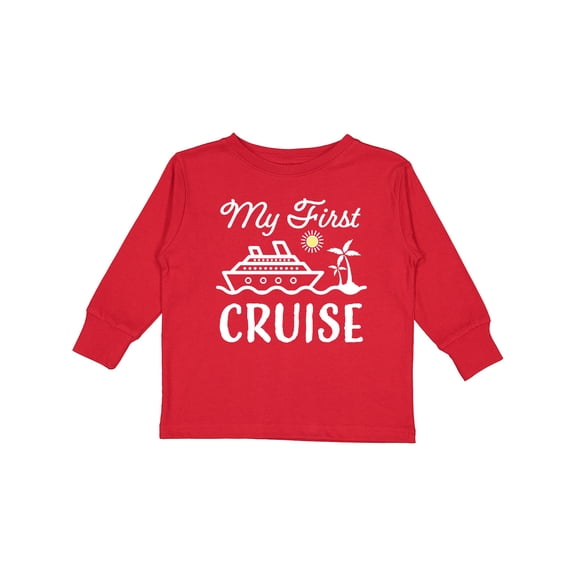 Inktastic My First Cruise with Cruise Ship and Palm Trees Boys or Girls Long Sleeve Toddler T-Shirt