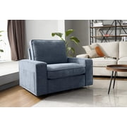 COOSLEEP Swivel Single Accent Sofa in Performance Fabric, 4.75“Extra Wide Armrests, Removable Cloth Cover,Steel and Wood Construction up to 350 LBS for Living Room Bedroom (Blue)