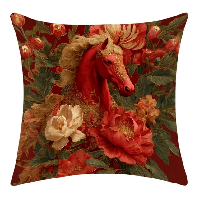 Housses de Coussin de Canapé 45X45cm Impression Numérique Cheval Court Élégant