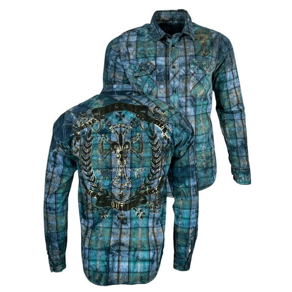 Xtreme Couture by Affliction Men's Button Down Shirt Gilded Cross