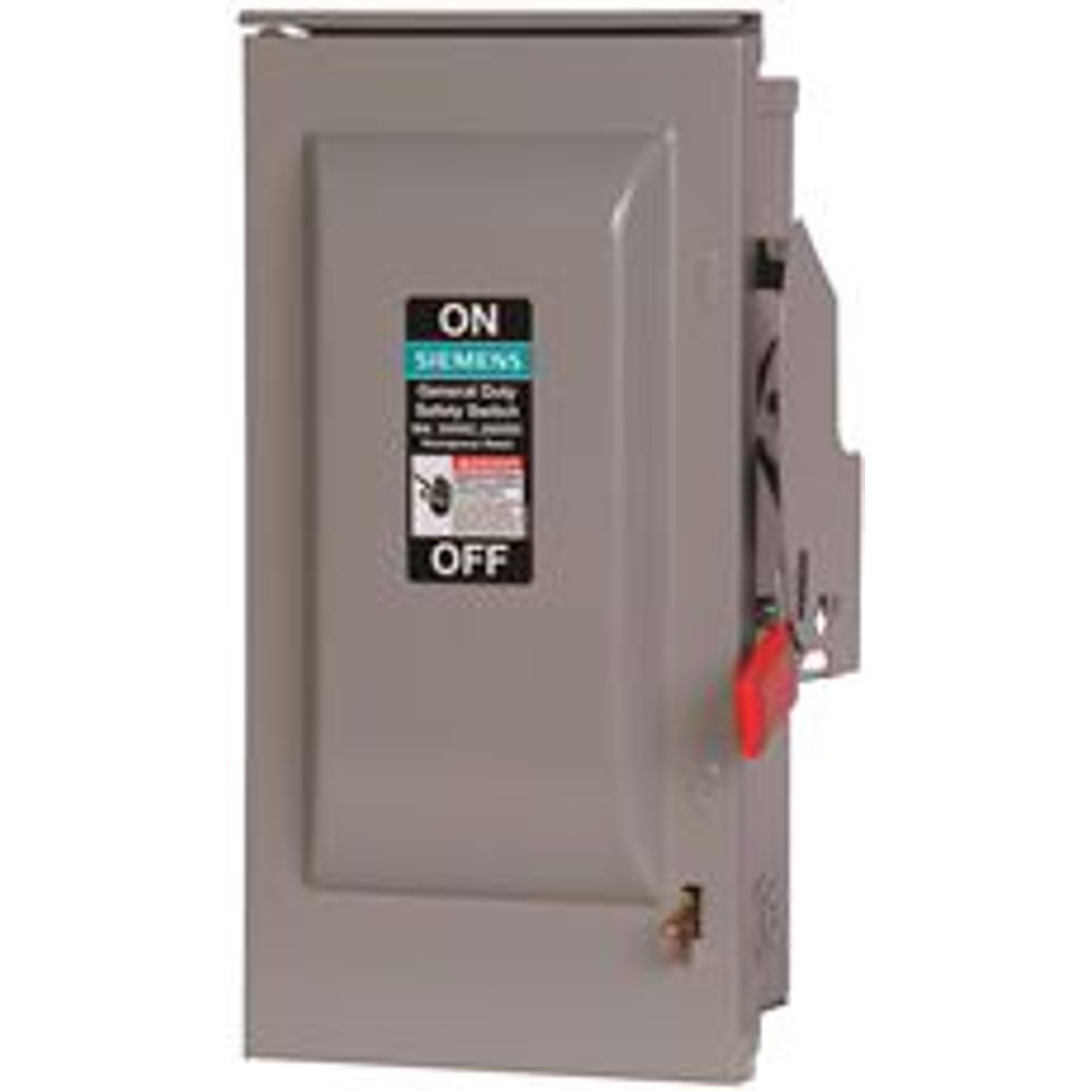 Siemens General Duty Safety Switch, 30 Amp, Two Pole, 240 Volt, Fused