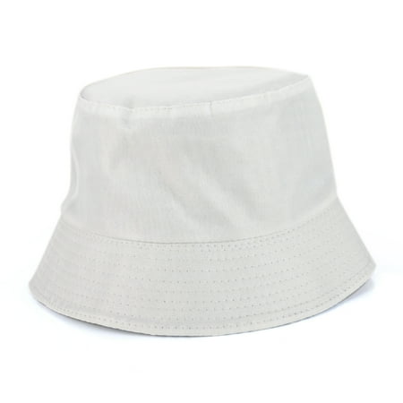 White Bucket Hat - Opromo Unisex Reversible Cotton Bucket Hat Sun Outdoor Fishing Hat Fisherman Cap-White-1pcs
