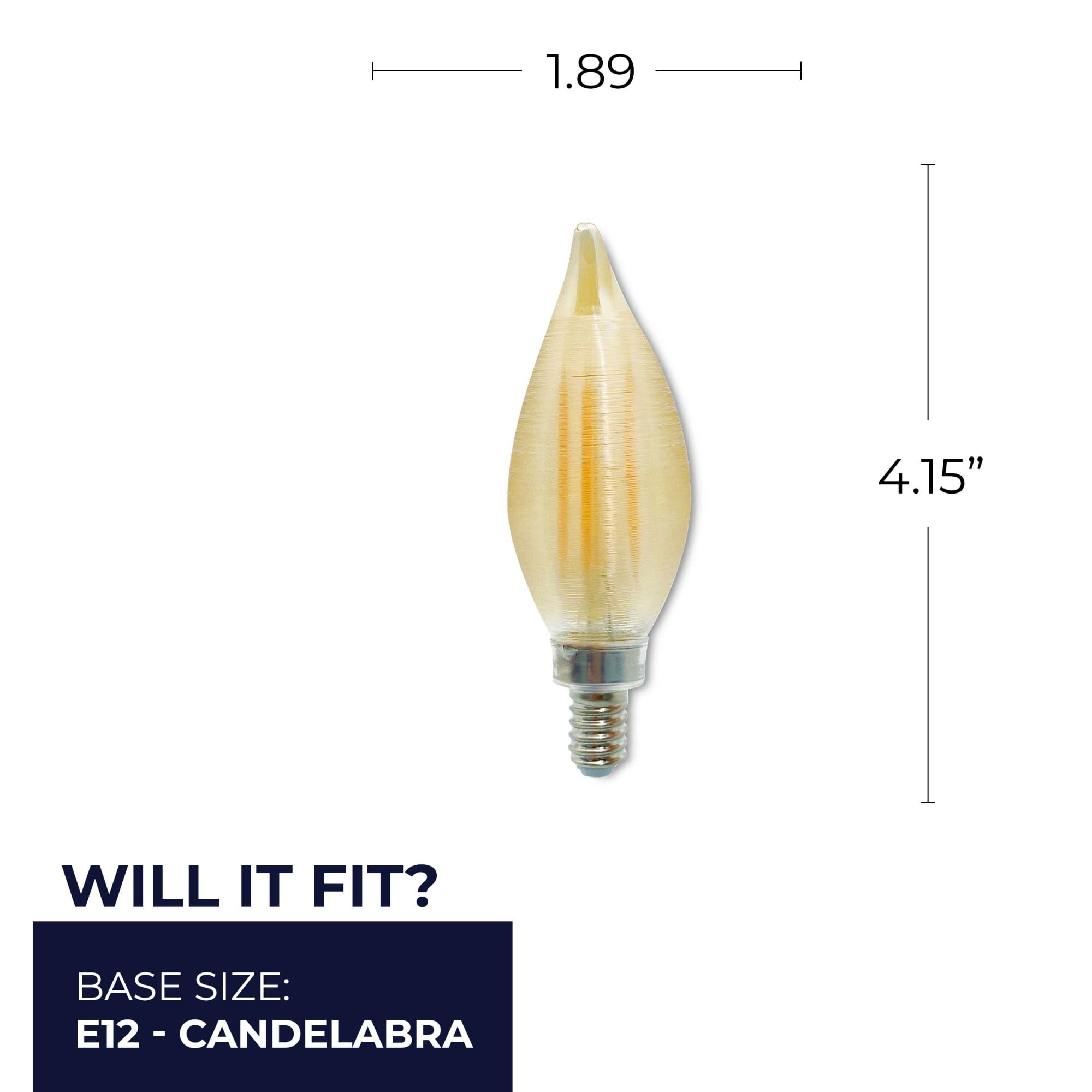 Bulbrite 862786 4W Dimmable C11 Shape 2100K Filament Candelabra E12 Base Amber Spunlite LED Bulb - Pack of 4