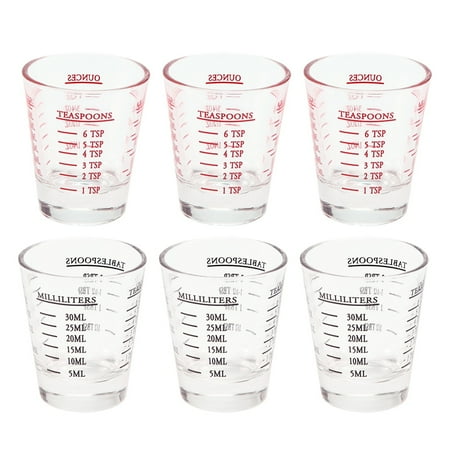 

6Pcs Measuring Cup Espresso Shot Glass Liquid Heavy Glass Wine Glass 26-Incremental Measurement 1Oz 6 2 30Ml