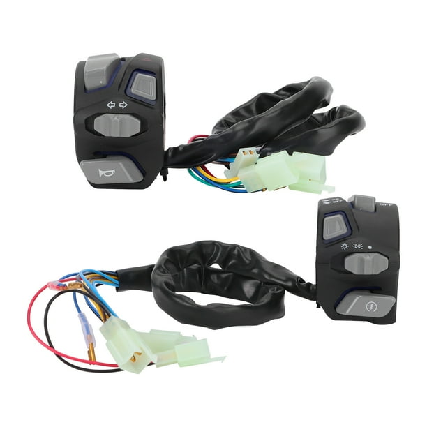 Botón de Control del interruptor del manillar de la motocicleta de 22mm impermeable Universal para señal de giro luz azul Jadeshay A