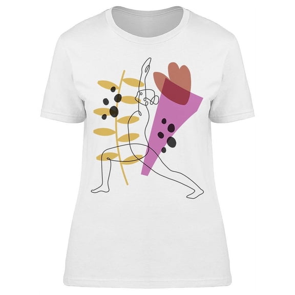 Woman Stretch Yoga Line Art T-Shirt Women -Image by Shutterstock, Female x-Large