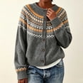 thumbnail image 5 of Fair Isle Cardigan for Women, Jacquard Knit Button Down Crewneck Long Sleeve, Fall Vintage Casual Soft Sweater S-3XL, 5 of 6