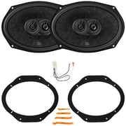 2x JBL Stage3 968MF 6x9" 640 Watt Max Power 3-Way Car Audio Speakers, 2x Front 6x9" Speaker Plates, 4-Way Speaker Harness Connector, Pry Tool Set