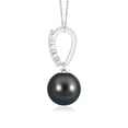 thumbnail image 2 of ANGARA Tahitian Cultured Pearl Solitaire Pendant with Diamonds in 14K White Gold for Women | June Birthstone, Birthday, Anniversary, Jewelry Gift for Women | Pearl Necklace, 2 of 8