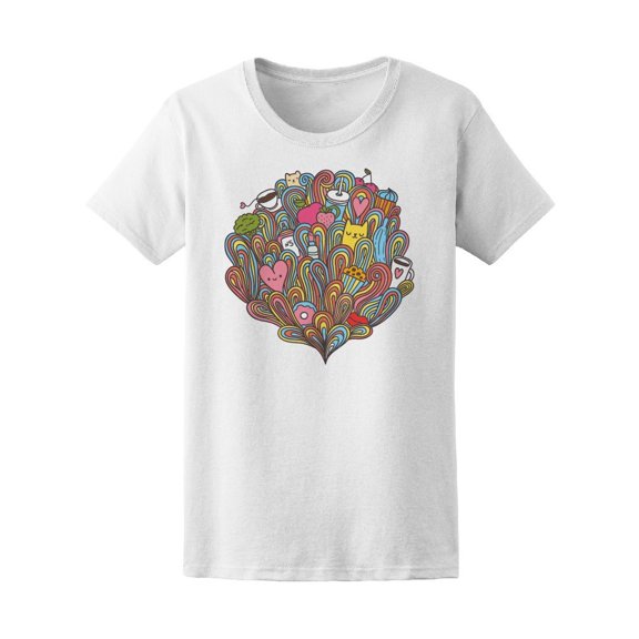 Cute Cats Cookies Random Doodle Tee Women's -Image by Shutterstock