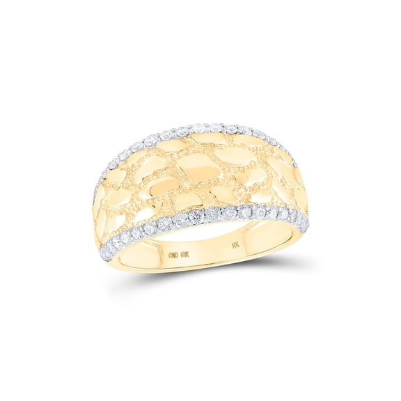 Diamond Queen 10kt Yellow Gold Mens Round Diamond Nugget Band Ring 3/4 Cttw