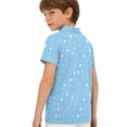thumbnail image 5 of longantii Boys Short Sleeve Polo Shirt Button Down Collared Polka Dot Golf Shirts Casual School Uniform Shirt Cozy Comfort Kids Summer Tops Light Blue 11-12 Years, 5 of 6
