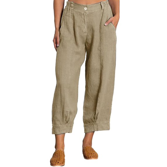 ZenCart Women Casual Pants with Oblique Pockets Elastic Waist Wide-Leg Design Solid Color Leisure Pants Travel Work Daily Wear
