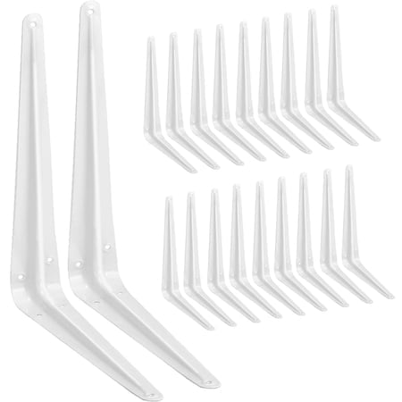 20 Supports d'Étagère 10 Pouces Blancs, Supports en Métal Acier Robuste pour Étagères, Supports Muraux Coin Ange pour Planche en Bois