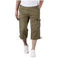 thumbnail image 2 of BADHUB Men's Big and Tall Cargo Capris Stretch Lightweight Shorts Casual Workwear Pant with Multi Pockets Yellow L, 2 of 6