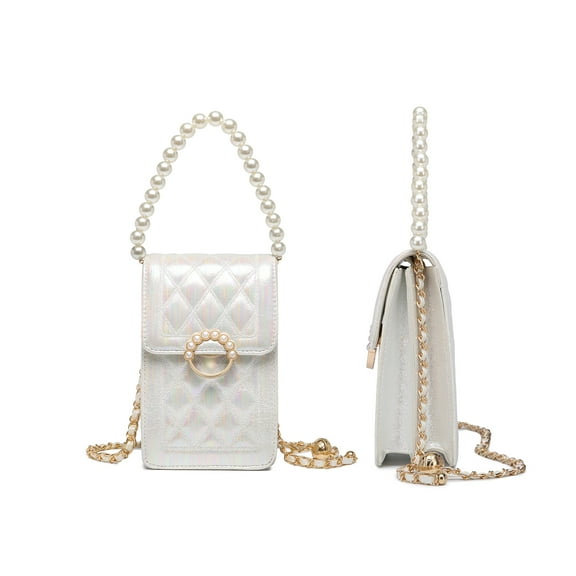 Crossbody bag Pearl chain rhombic fashion handbag Small Evening Bag with Pearl Closure for Party Wedding