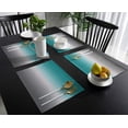 thumbnail image 3 of Gradient Turquoise Gray Grey Abstract Art Placemats for Dinning Table Set of 4 Waterproof Cloth Table Mats, Cotton Linen Place Mats Fabric Dinner Mat Easy Clean Farmhouse Resistant Holiday Table Decor, 3 of 6
