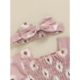 thumbnail image 5 of Bagilaanoe Newborn Baby Girl Summer Rompers Daisy Print Short Sleeve Bodysuits + Headband 3M 6M 9M 12M 18M Infant One Piece Jumpsuit, 5 of 8