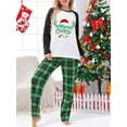 thumbnail image 6 of Christmas Family Pajamas Matching Set, Long Sleeve Letters Print T-shirt with Plaid Pants Sleepwear Loungewear, 6 of 8