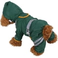 thumbnail image 1 of Abrigo impermeable mediano para perros, chaqueta para gatos con capucha ajustable y tira reflectante, mono para exteriores (verde, S), 1 of 5