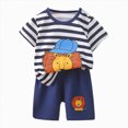 thumbnail image 4 of Toddler Boys Clothes Short Sleeve Cartoon Animals Letter Prints T Shirt Tops Adjustable Waist Shorts 2 Piece Summer Shorts Outfit Playwear Sets, 4 of 5