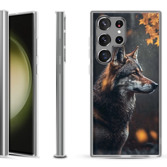 Slim-Fit Fashion Phone Case for Samsung Galaxy S23 Ultra, by OneToughShield ® - Wolf Autumn