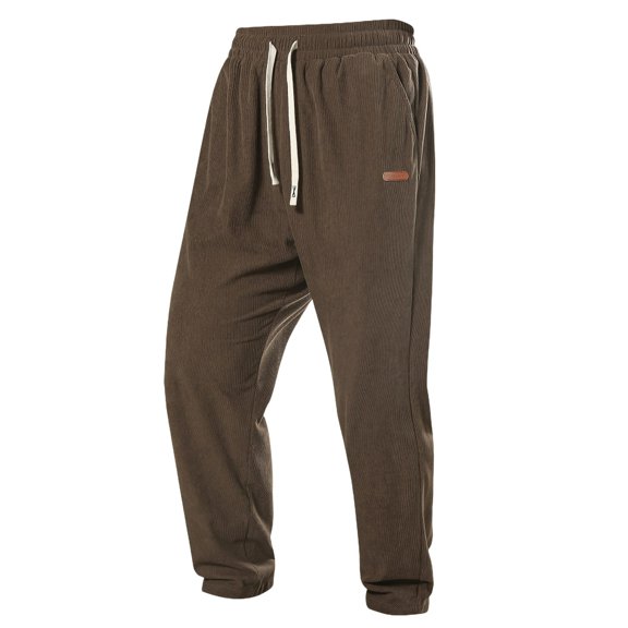 Rvwovn Mens Corduroy Pants - Straight Leg Elastic Drawstring Waist Sweatpants Casual Everyday Wear