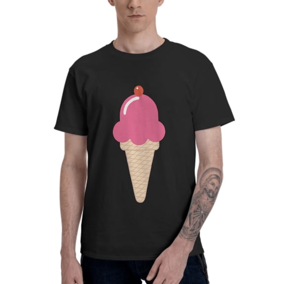 Pink ice-cream Men's T-Shirt Cotton 100% Summer Tops Fashion Casual Pink ice-cream Short Sleeves for Men Women Round Collar Top Tees