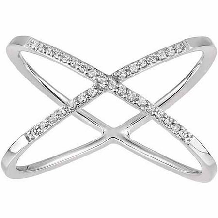 0.1 Carat T.W. Diamond Sterling Silver X Fashion Ring, Size 7