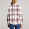 thumbnail image 4 of Oversized Shirts for Women Long Sleeve Plaid Button Down Shirts Lightweight Dressy Casual Tops Holiday Blouses Pink XL, 4 of 5