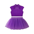 thumbnail image 6 of inlzdz Shiny Ballet Leotards for Girls Gymnastics Outfit Ballerina Tutu Dancer Outfits Skirts Set Purple 10, 6 of 7
