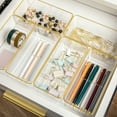 thumbnail image 3 of Martha Stewart Kerry 6 Pack Plastic Stackable Office Desk Drawer Organizers with Gold Trim, 6" x 3", 3 of 10