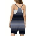 thumbnail image 3 of AJTQTH Kids Stripes Cute Jumpsuit Girls Boys Summer Unisex Sleeveless Spaghetti Straps Camisole and Comfy Shorts One-Piece Romper Outfits for Holiday Travel Navy 9 Years, 3 of 6