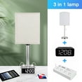 thumbnail image 4 of Table Lamp - Bedside Table Lamps with 4 USB Ports and AC Power Outlets, Alarm Clock Base w/ 6Ft Extension Cord, Modern Nightstand Lamps for Bedrooms Living Room, 4 of 10