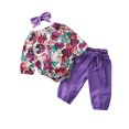 thumbnail image 4 of Worallymy Recién Nacido Mameluco Pantalones Trajes Top de Manga Larga Floral Pantalones Diadema Traje, 110cm Worallymy JD735800188, 4 of 7