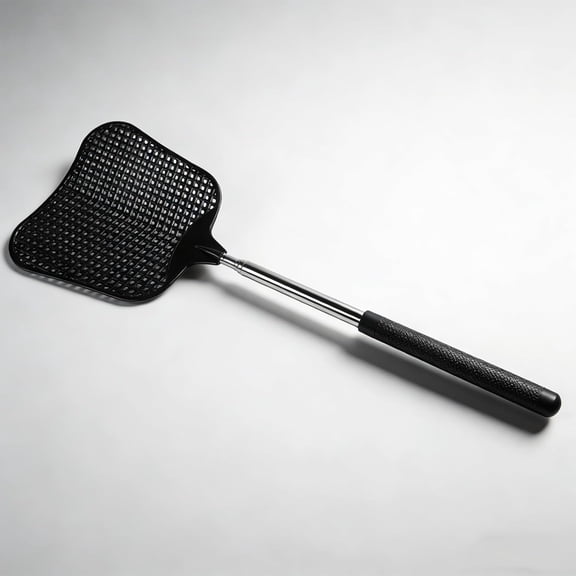 EXLEAF Fly Swatter,Elescopic Fly Swatters,Flyswatter for Indoor Outdoor Classroom with Stainless Steel Handle,Durable Manual Fly Swatter Extendable Handle 1Pcs
