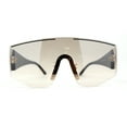 thumbnail image 2 of Rimless Oversize Shield Racer Diva Sunglasses Gold Black Clear Brown, 2 of 4