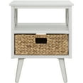 thumbnail image 3 of eHemco X-Side Mid-Century Modern Nightstand End Table with Storage Shelf and Wicker Basket, White, 3 of 5