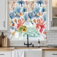 thumbnail image 3 of Swag Valance Curtains for Windows, Red Blue Coral Coastal Light Filtering Kitchen Curtains with Rod Pocket, Nautical Summer Beach Fish Window Treatment Valances for Living Room, 28x36 - 2 PCS, 3 of 9