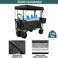 thumbnail image 3 of Pirecart Collapsible Garden Wagon Cart with Removable Canopy, Folding Beach Wagon with Adjustable Handle, 3 of 7