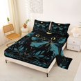 thumbnail image 2 of jejeloiu Occult Moth Bed Sheets For Girls,Floral Print Full Size Sheets,Black Teal Gold,4pcs,1 Flat Sheet, 1 Fitted Sheet and 2 Pillowcases, 2 of 6